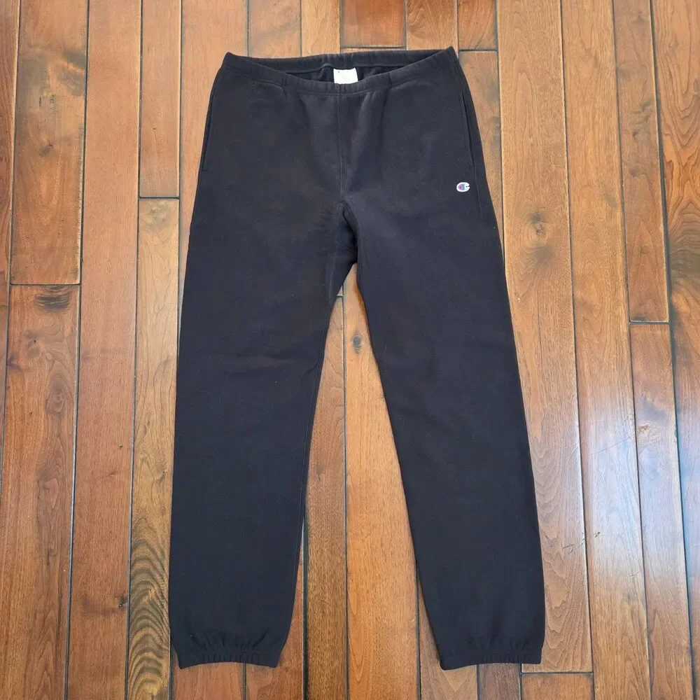 Vintage Champion Reverse Weave Sweatpants 2XL XXL Black Warmup Thick Joggers Y2K